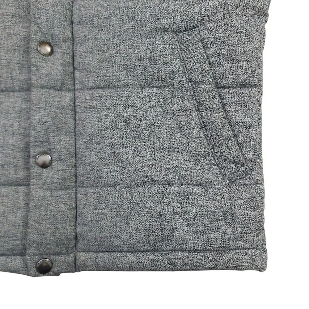 Banana Republic Mens Puffer Vest Small Gray Cotton Shell Snap Front Lightweight